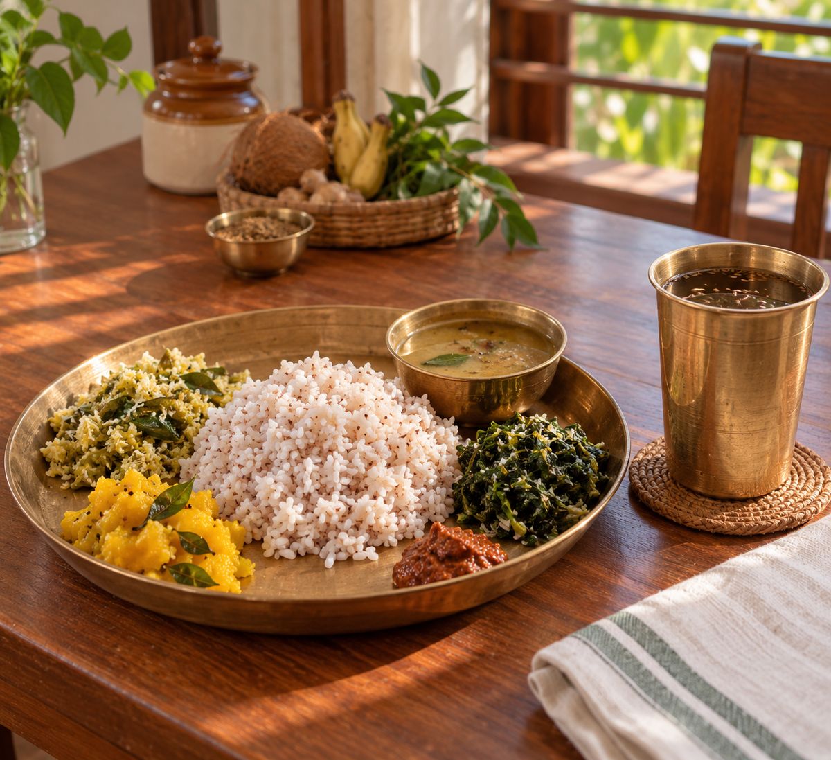A traditional postnatal meal of rice, greens and soup